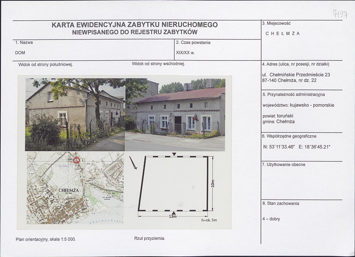 KEZN - Karta obiektu niewpisanego do rejestru, skan nr 1