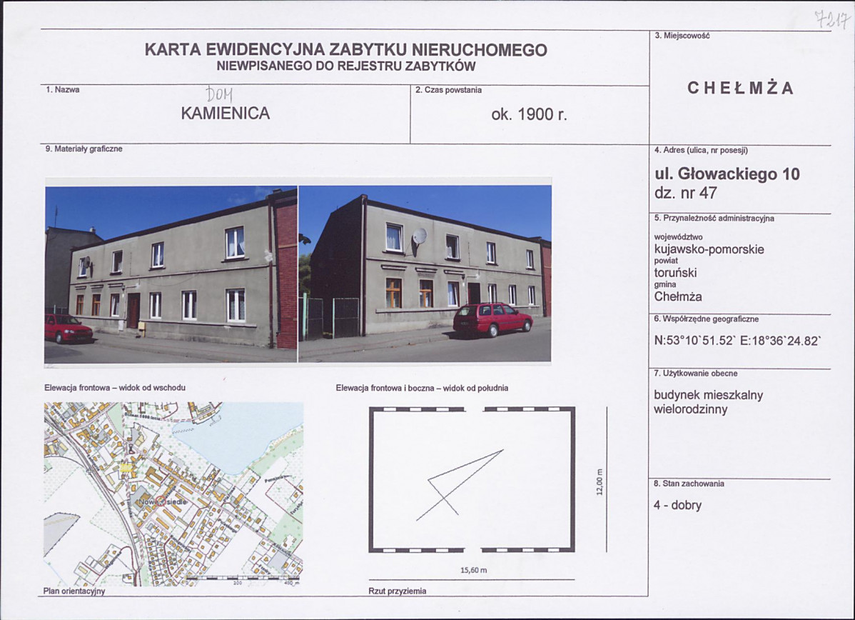 KEZN - Karta obiektu niewpisanego do rejestru, skan nr 1
