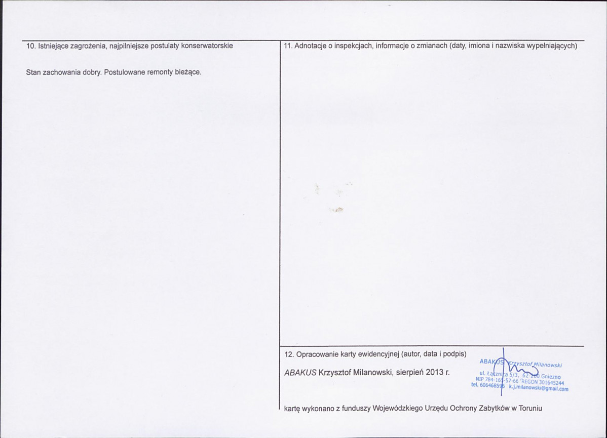 KEZN - Karta obiektu niewpisanego do rejestru, skan nr 2