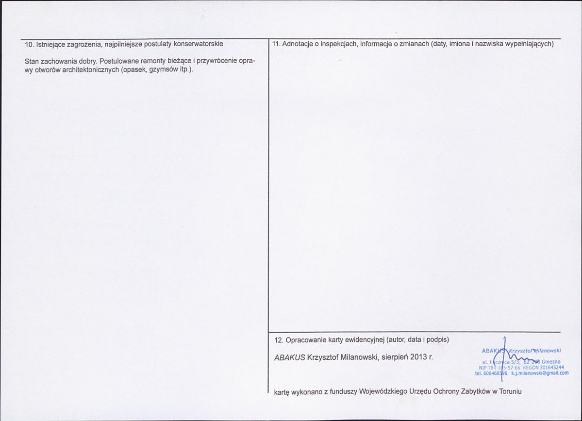 KEZN - Karta obiektu niewpisanego do rejestru, skan nr 2