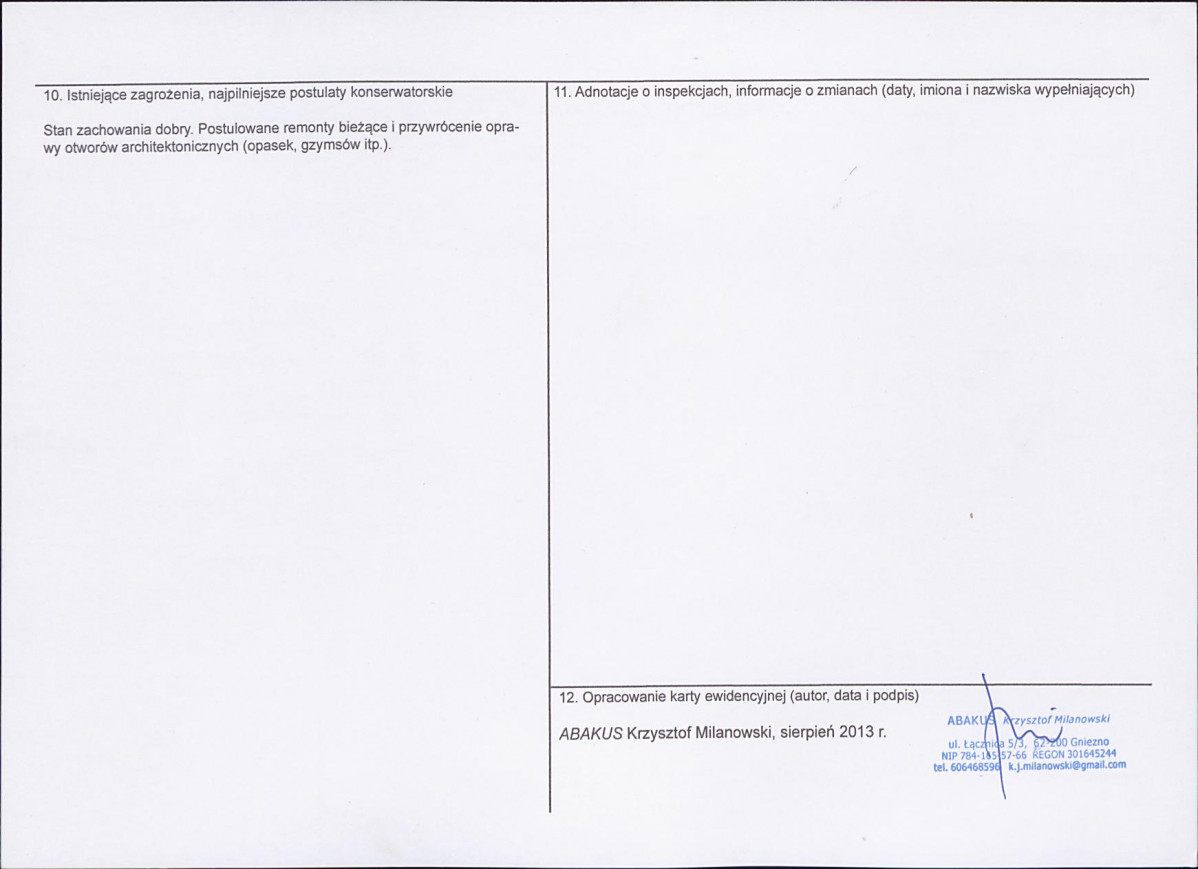 KEZN - Karta obiektu niewpisanego do rejestru, skan nr 2