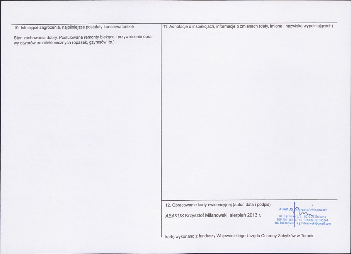 KEZN - Karta obiektu niewpisanego do rejestru, skan nr 2