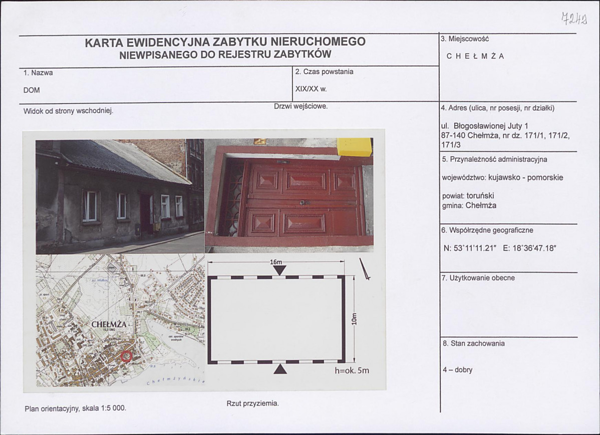 KEZN - Karta obiektu niewpisanego do rejestru, skan nr 1