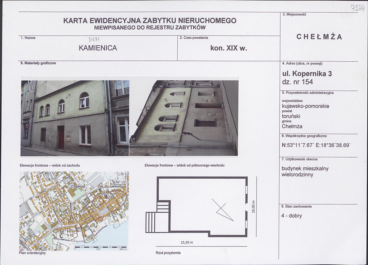 KEZN - Karta obiektu niewpisanego do rejestru, skan nr 1
