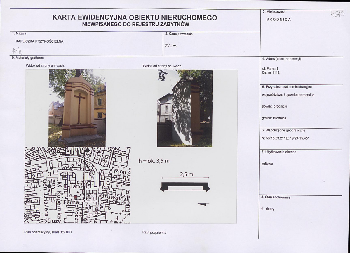 Karta obiektu niewpisanego do rejestru, skan nr 1