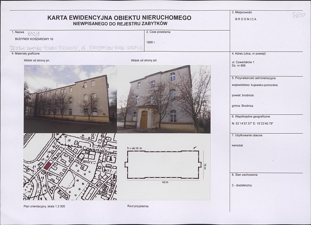 Karta obiektu niewpisanego do rejestru, skan nr 1