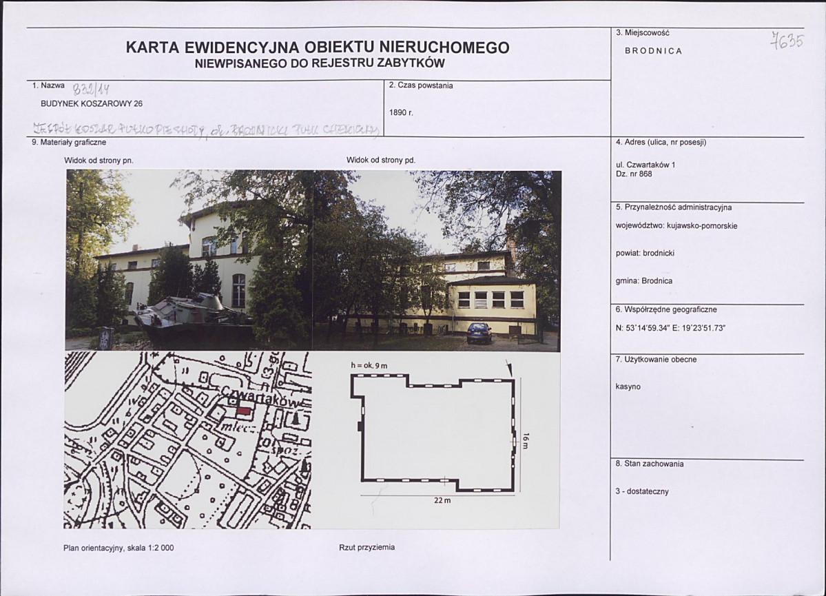 Karta obiektu niewpisanego do rejestru, skan nr 1