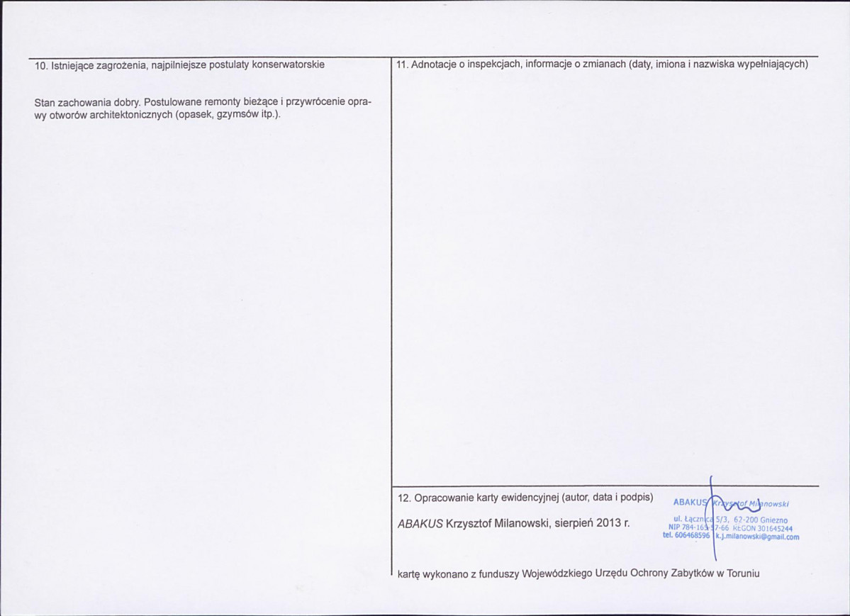 KEZN - Karta obiektu niewpisanego do rejestru, skan nr 2