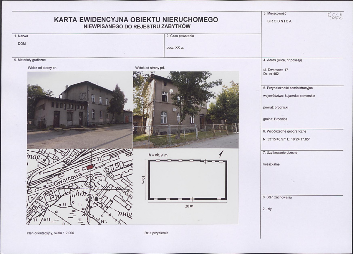 Karta obiektu niewpisanego do rejestru, skan nr 1