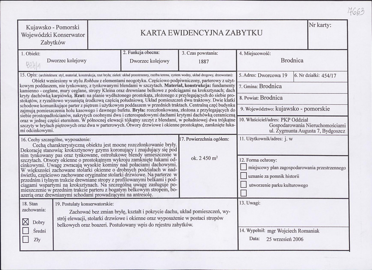 KEZN - Karta obiektu niewpisanego do rejestru, skan nr 1