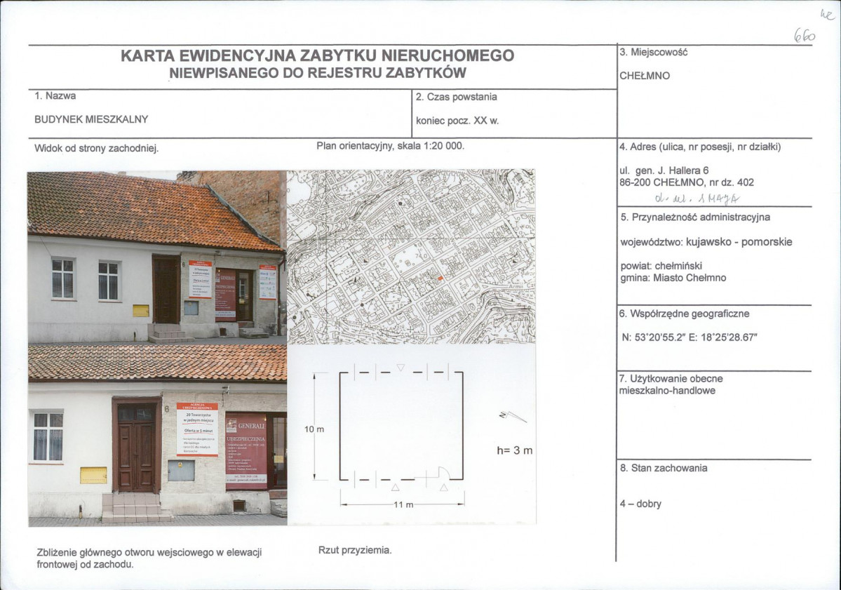 KEZN - Karta obiektu niewpisanego do rejestru, skan nr 1