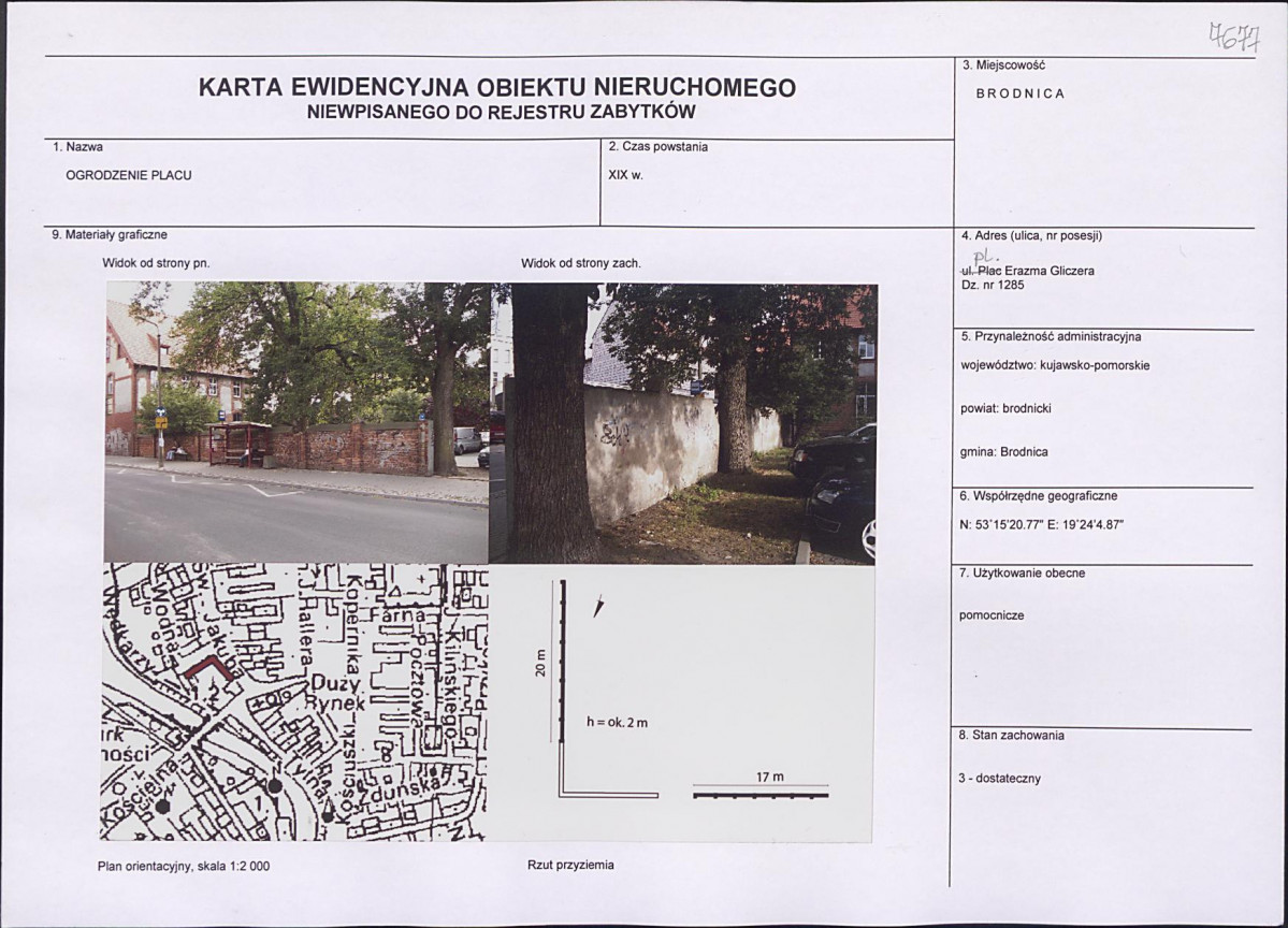 Karta obiektu niewpisanego do rejestru, skan nr 1