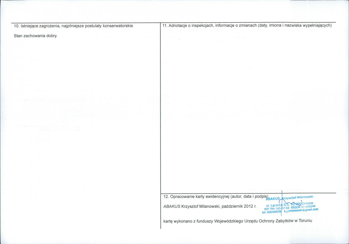 KEZN - Karta obiektu niewpisanego do rejestru, skan nr 2
