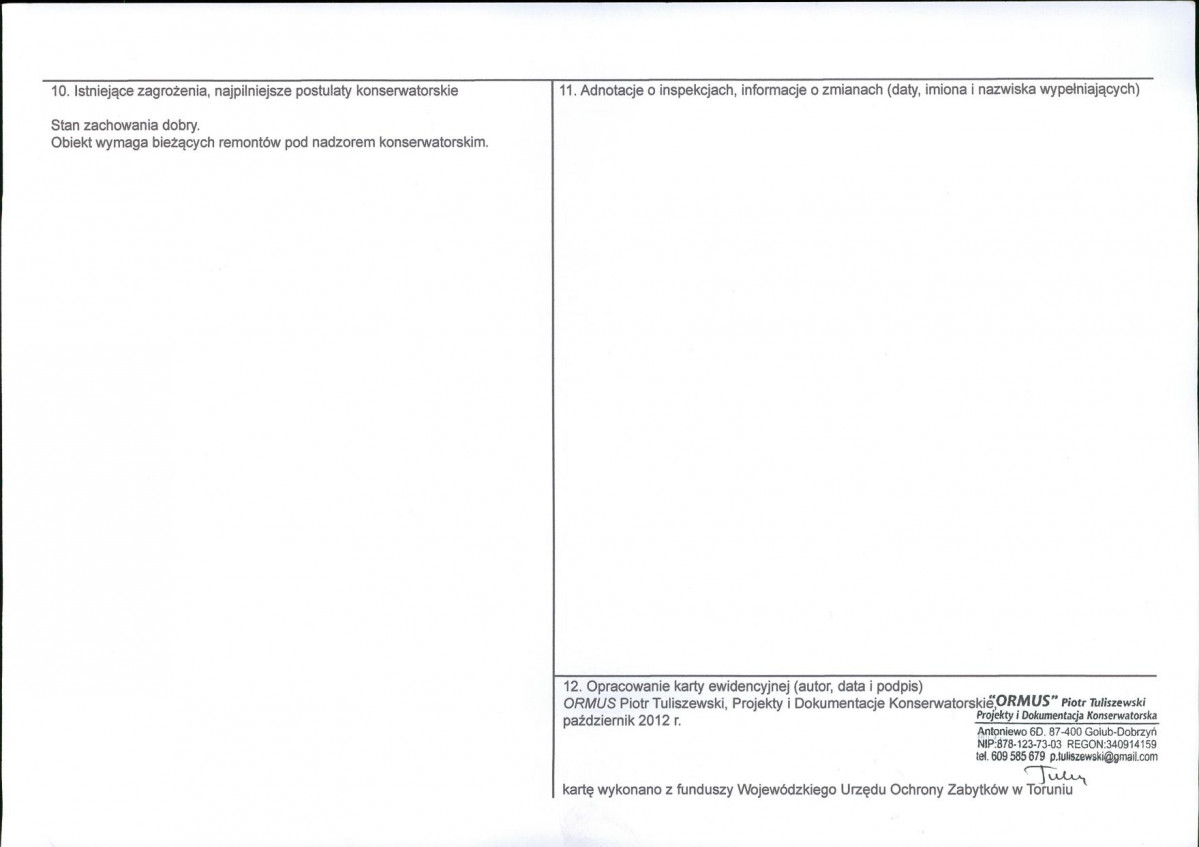 KEZN - Karta obiektu niewpisanego do rejestru, skan nr 2