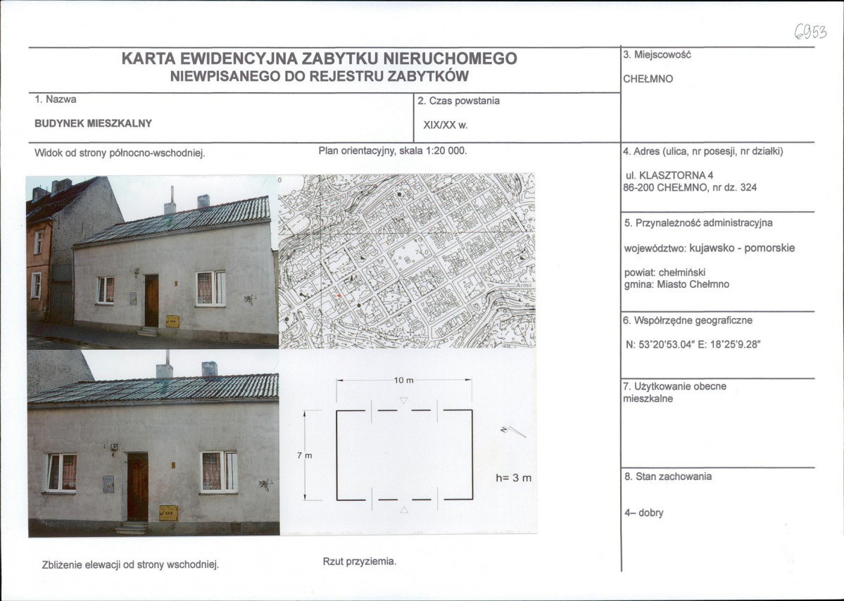 KEZN - Karta obiektu niewpisanego do rejestru, skan nr 1