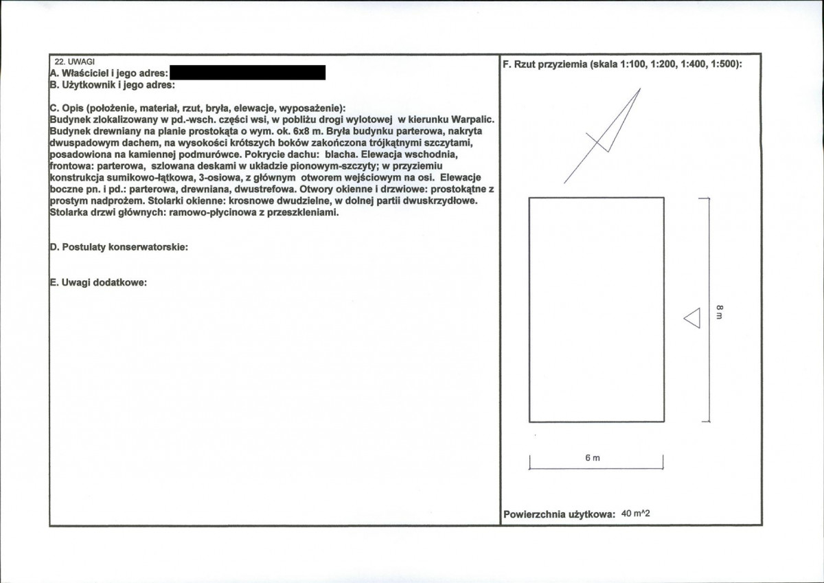 KEZN - Karta obiektu niewpisanego do rejestru, skan nr 2