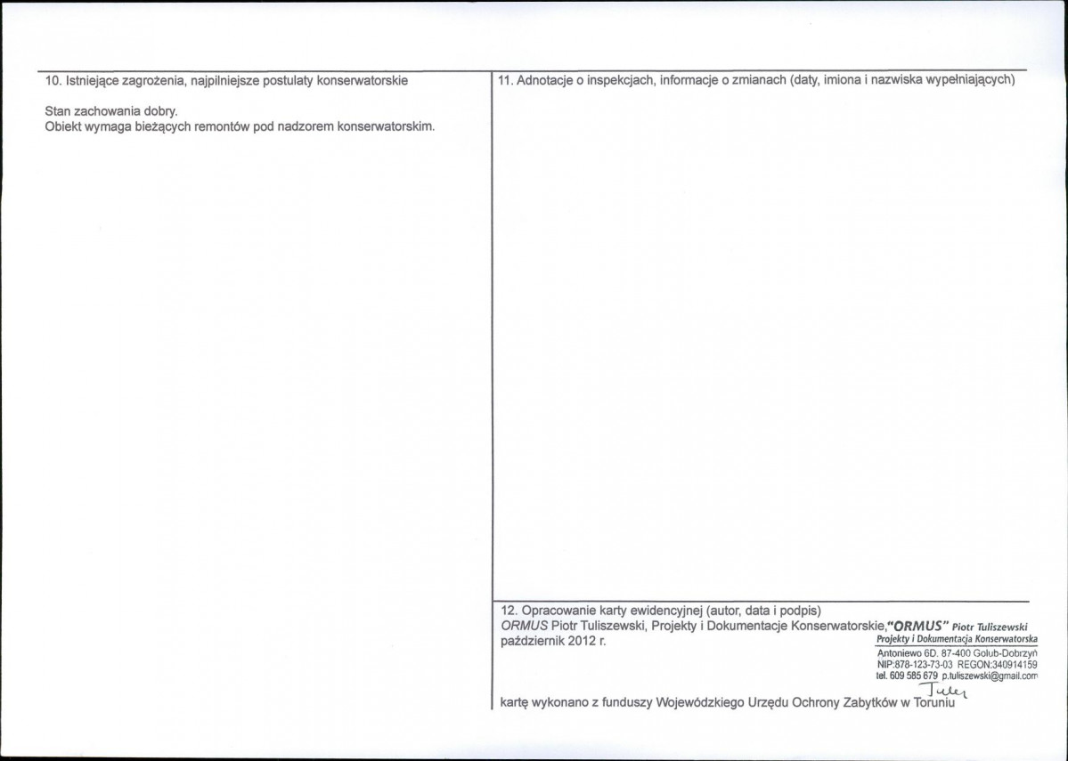 KEZN - Karta obiektu niewpisanego do rejestru, skan nr 2