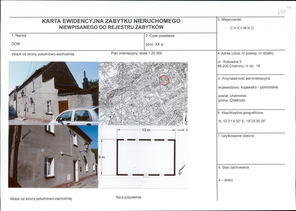 KEZN - Karta obiektu niewpisanego do rejestru, skan nr 1