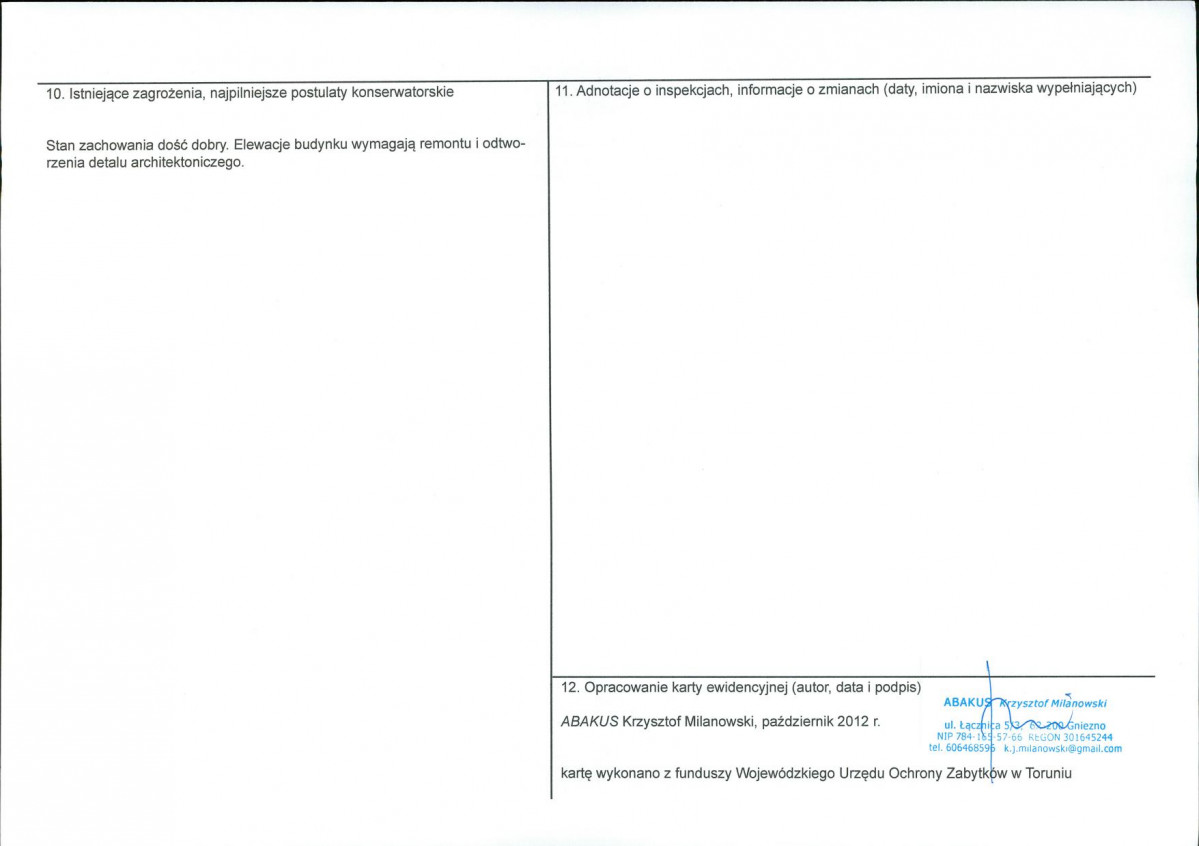 KEZN - Karta obiektu niewpisanego do rejestru, skan nr 2