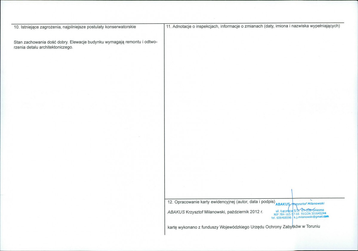 KEZN - Karta obiektu niewpisanego do rejestru, skan nr 2