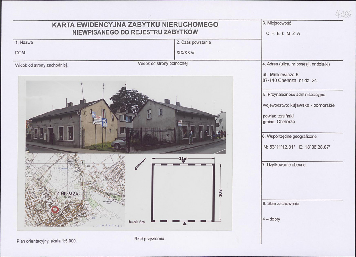 KEZN - Karta obiektu niewpisanego do rejestru, skan nr 1