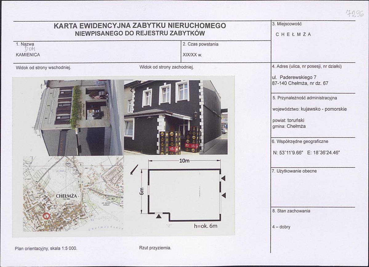 KEZN - Karta obiektu niewpisanego do rejestru, skan nr 1