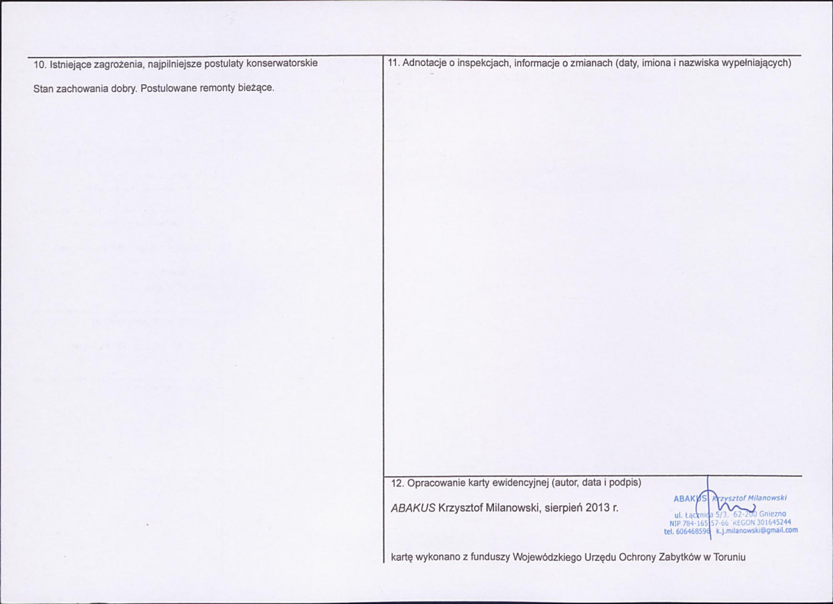KEZN - Karta obiektu niewpisanego do rejestru, skan nr 2