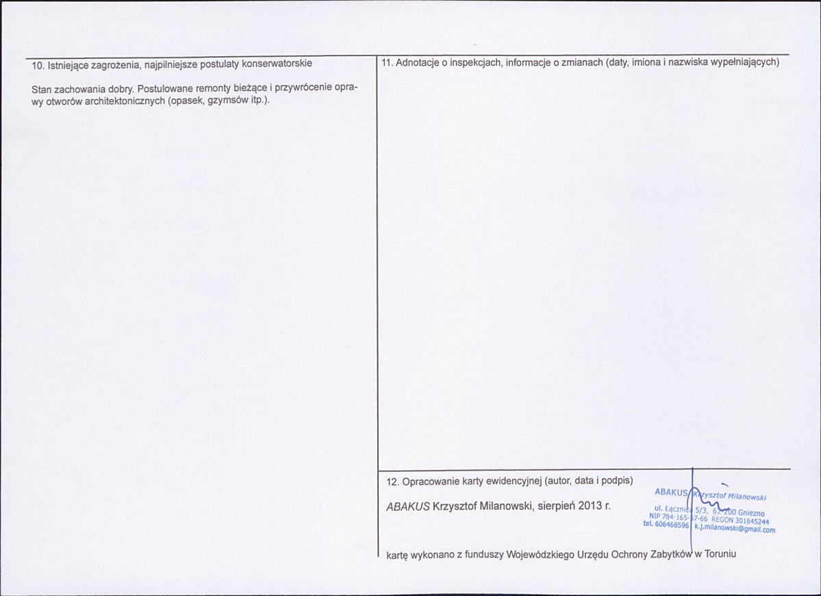 KEZN - Karta obiektu niewpisanego do rejestru, skan nr 2