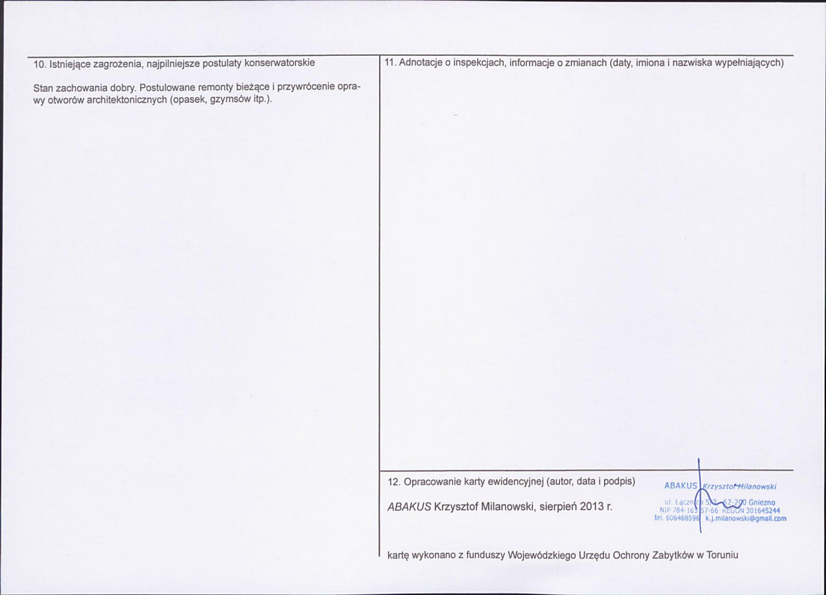 KEZN - Karta obiektu niewpisanego do rejestru, skan nr 2
