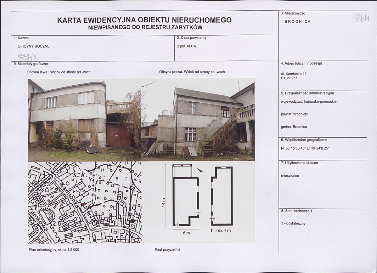 Karta obiektu niewpisanego do rejestru, skan nr 1
