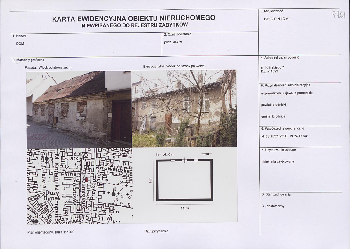 Karta obiektu niewpisanego do rejestru, skan nr 1