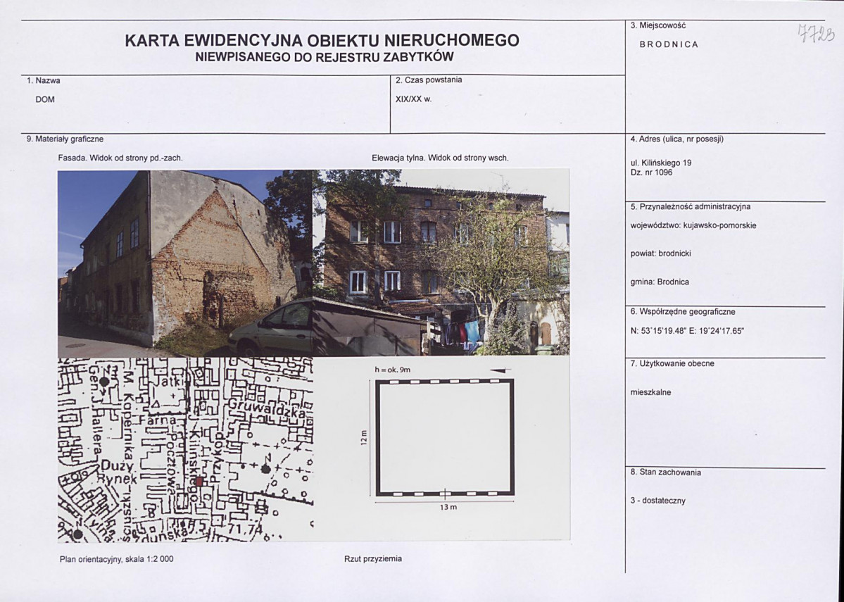 Karta obiektu niewpisanego do rejestru, skan nr 1