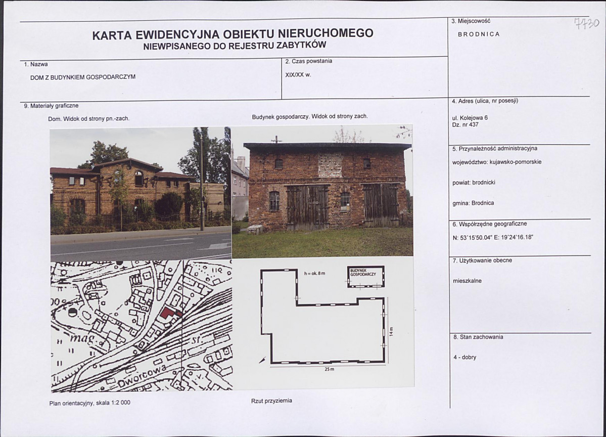 Karta obiektu niewpisanego do rejestru, skan nr 1