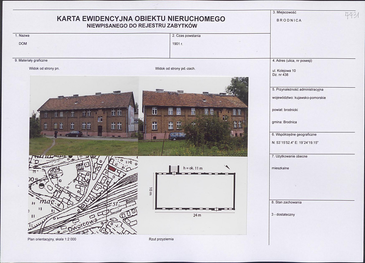 Karta obiektu niewpisanego do rejestru, skan nr 1