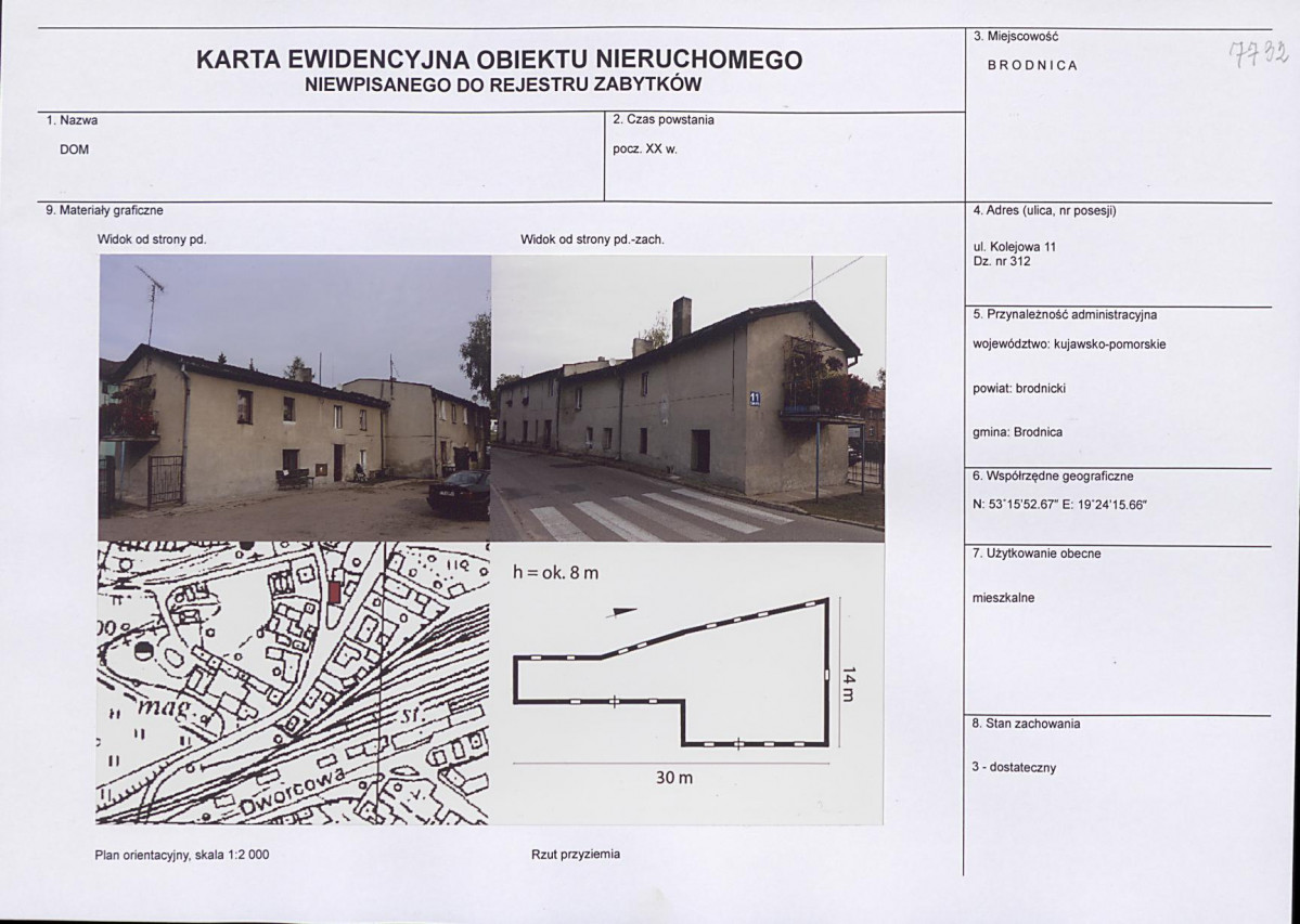 Karta obiektu niewpisanego do rejestru, skan nr 1