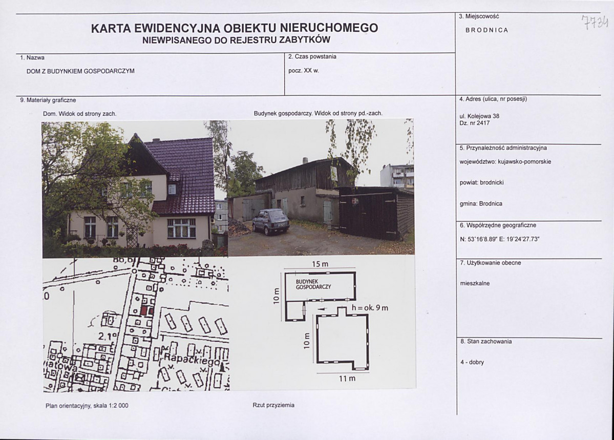 Karta obiektu niewpisanego do rejestru, skan nr 1