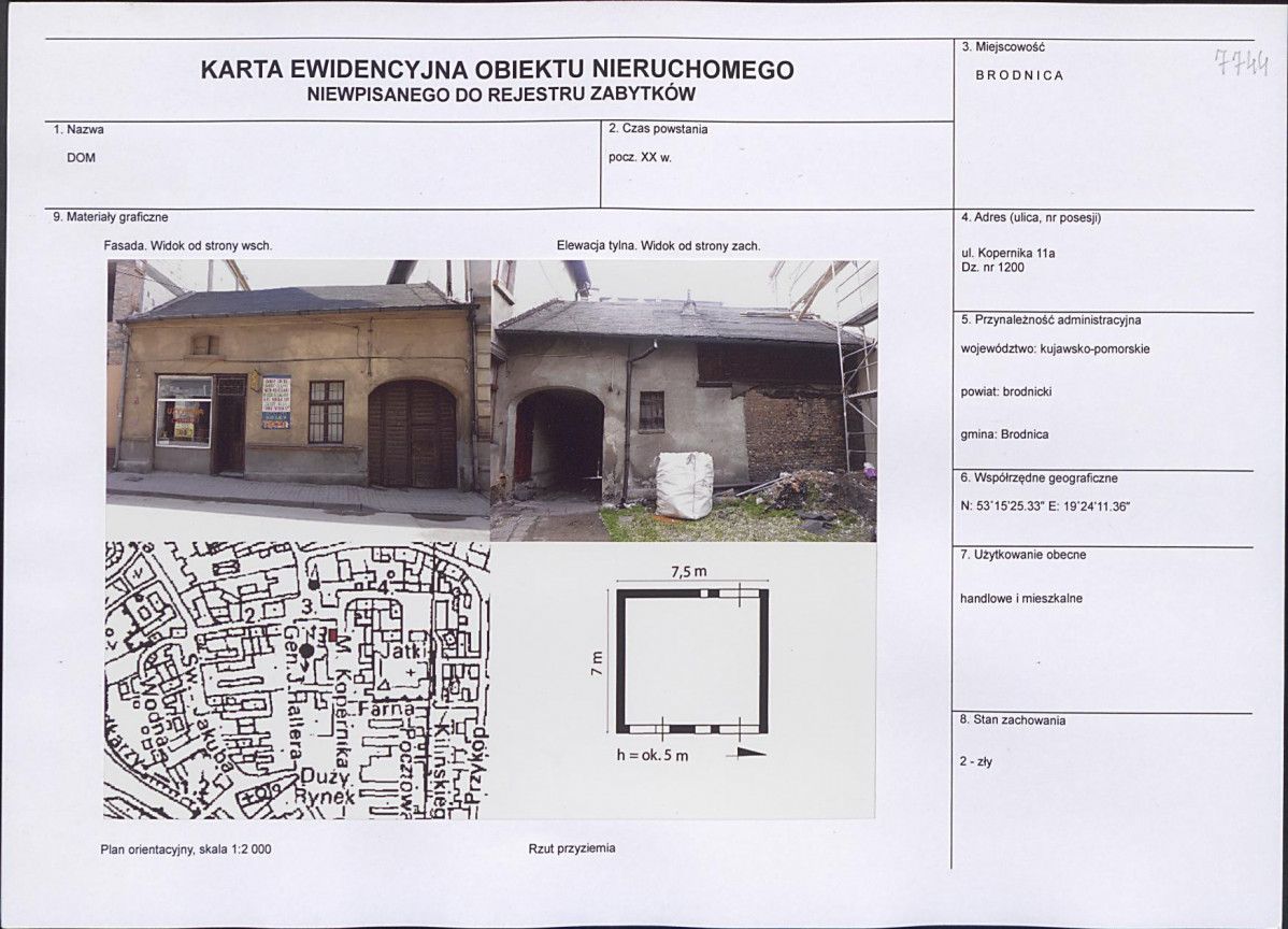 Karta obiektu niewpisanego do rejestru, skan nr 1
