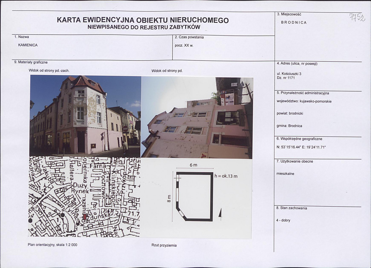 Karta obiektu niewpisanego do rejestru, skan nr 1