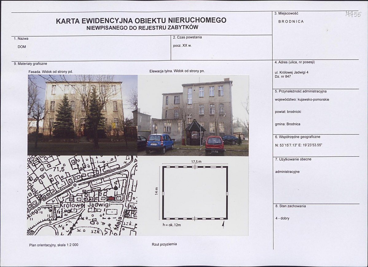 Karta obiektu niewpisanego do rejestru, skan nr 1