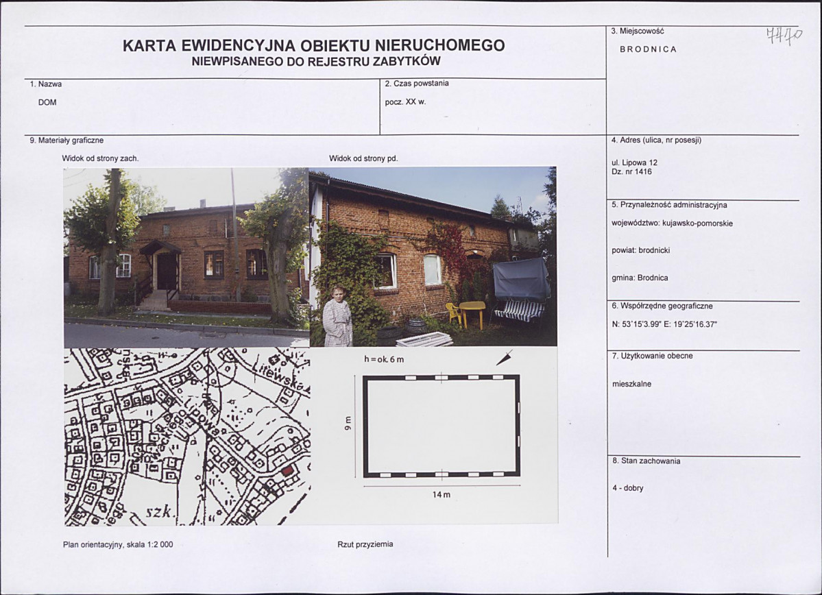 Karta obiektu niewpisanego do rejestru, skan nr 1