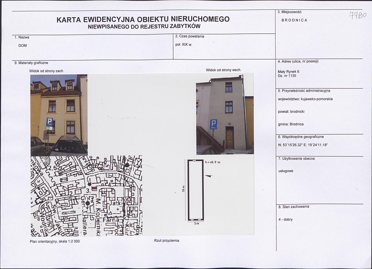 Karta obiektu niewpisanego do rejestru, skan nr 1