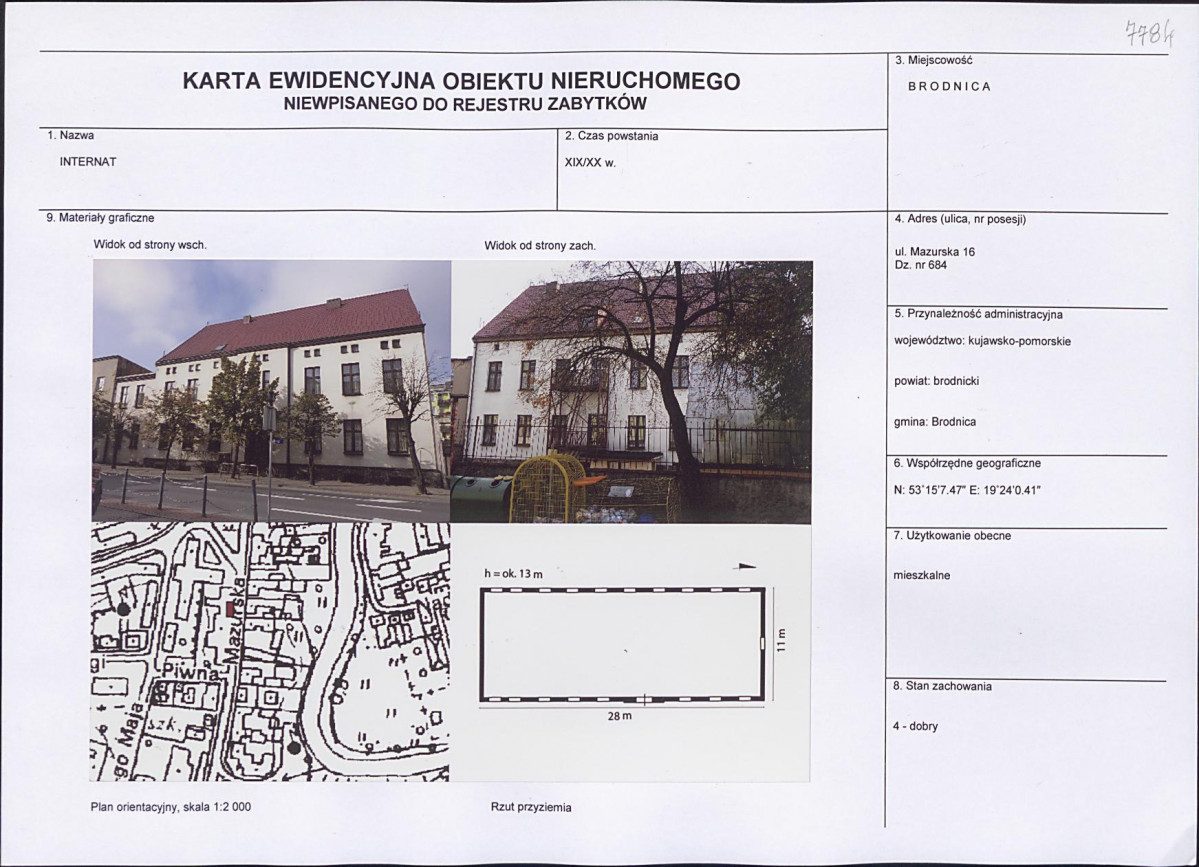 Karta obiektu niewpisanego do rejestru, skan nr 1