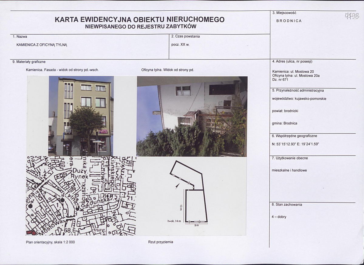 Karta obiektu niewpisanego do rejestru, skan nr 1