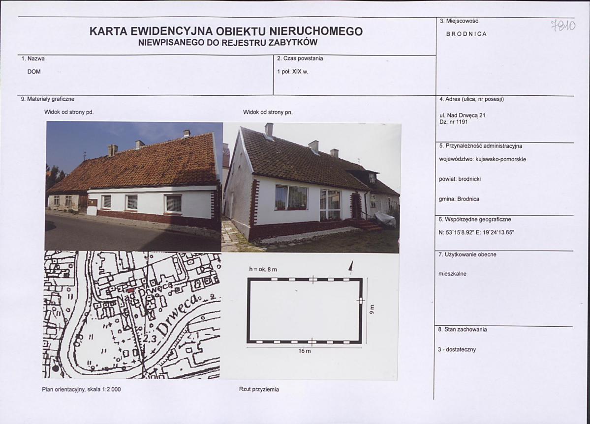 Karta obiektu niewpisanego do rejestru, skan nr 1