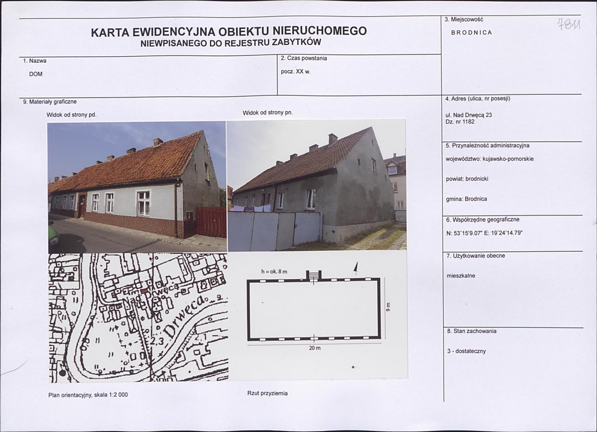 Karta obiektu niewpisanego do rejestru, skan nr 1
