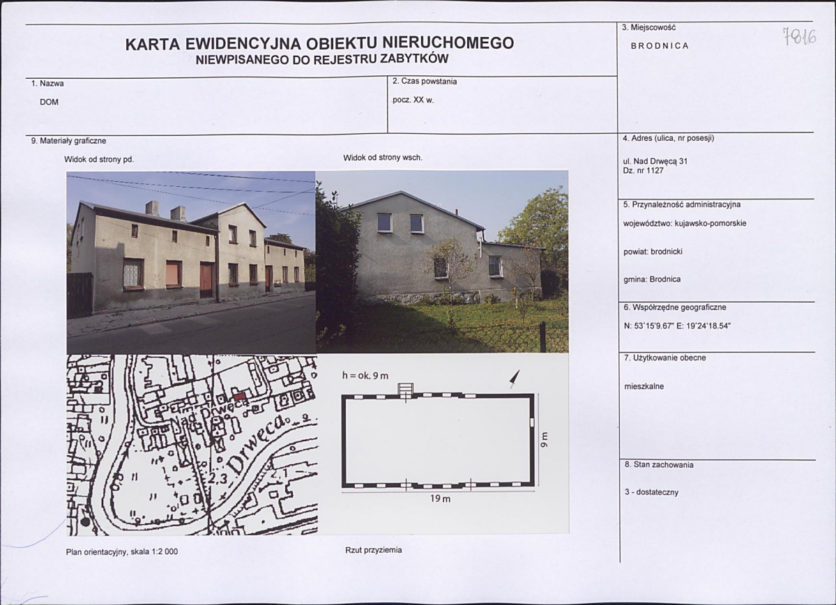 Karta obiektu niewpisanego do rejestru, skan nr 1