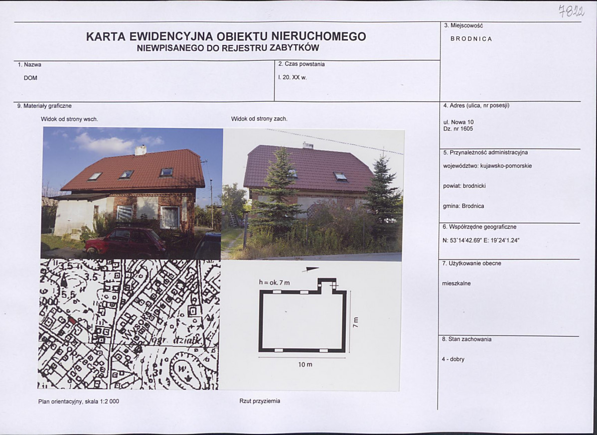 Karta obiektu niewpisanego do rejestru, skan nr 1