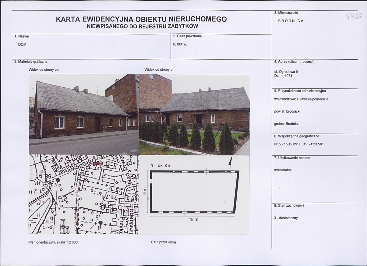 Karta obiektu niewpisanego do rejestru, skan nr 1