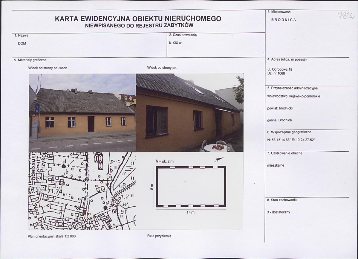 Karta obiektu niewpisanego do rejestru, skan nr 1