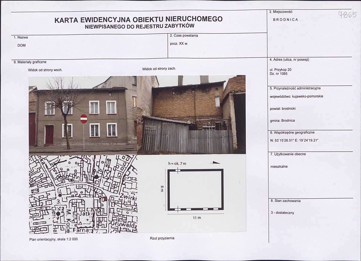Karta obiektu niewpisanego do rejestru, skan nr 1